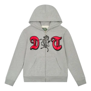 DT Zebra Crest Zip-up Hoodie Grey