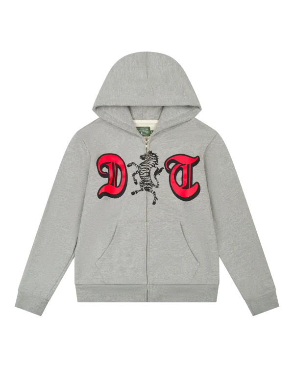 DT Zebra Crest Zip-up Hoodie Grey