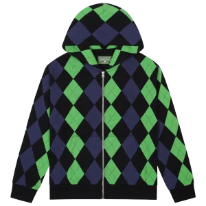 Derby Intarsia Zip Hoodie Green