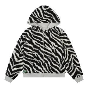 Zebra Sherling Lined Reversible Zip-up Hoodie