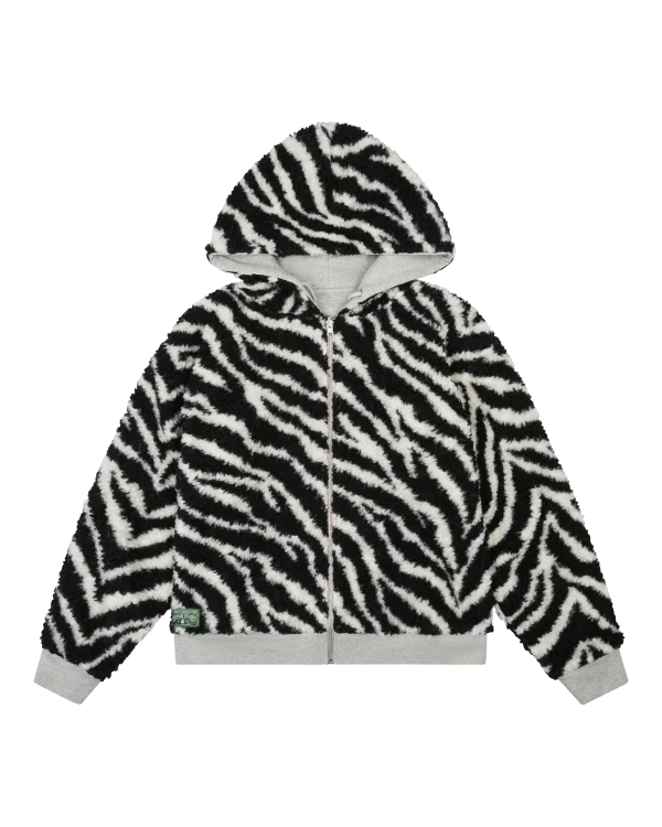 Zebra Sherling Lined Reversible Zip-up Hoodie